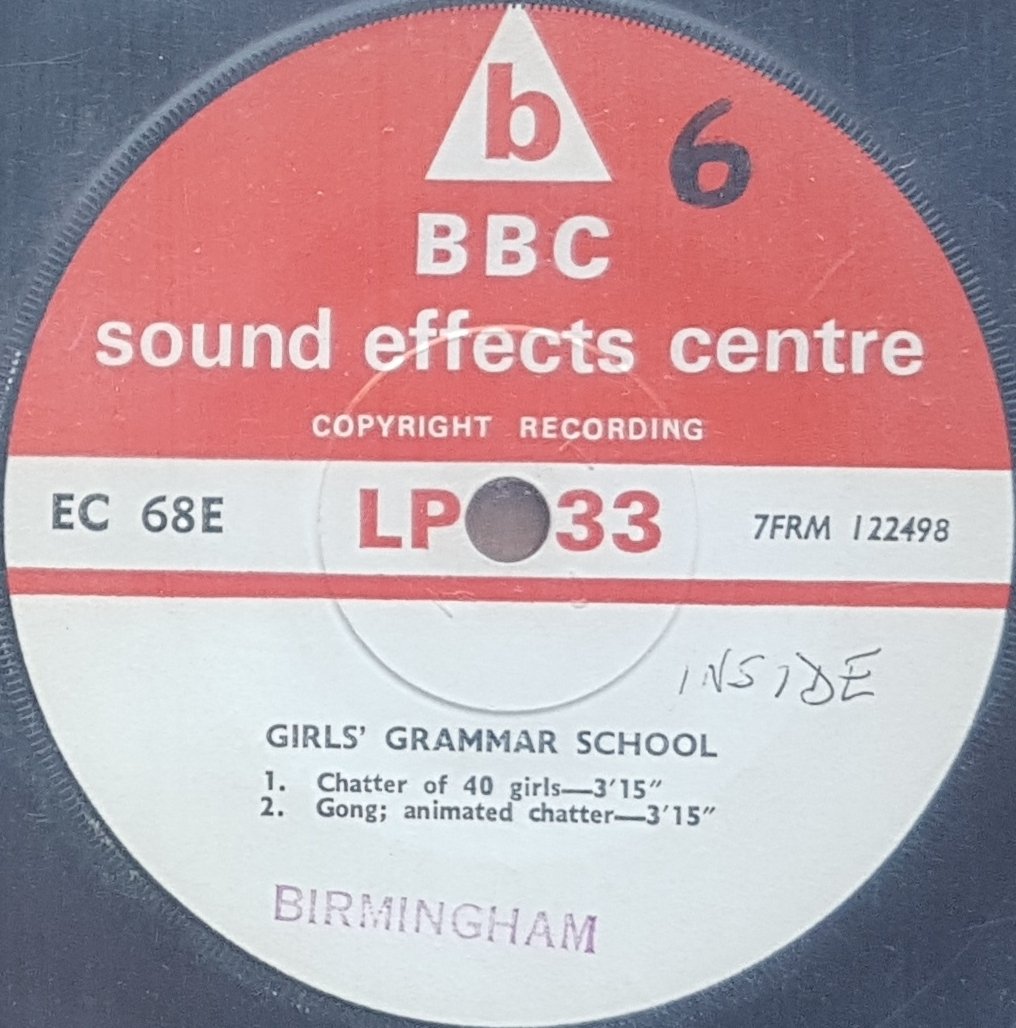 EC 68E Girls' grammar school Not registered from the BBC records and Tapes library Label